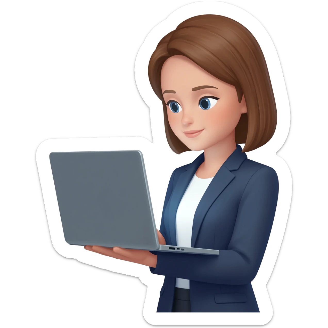 Business analytics woman holding a laptop emoji sticker