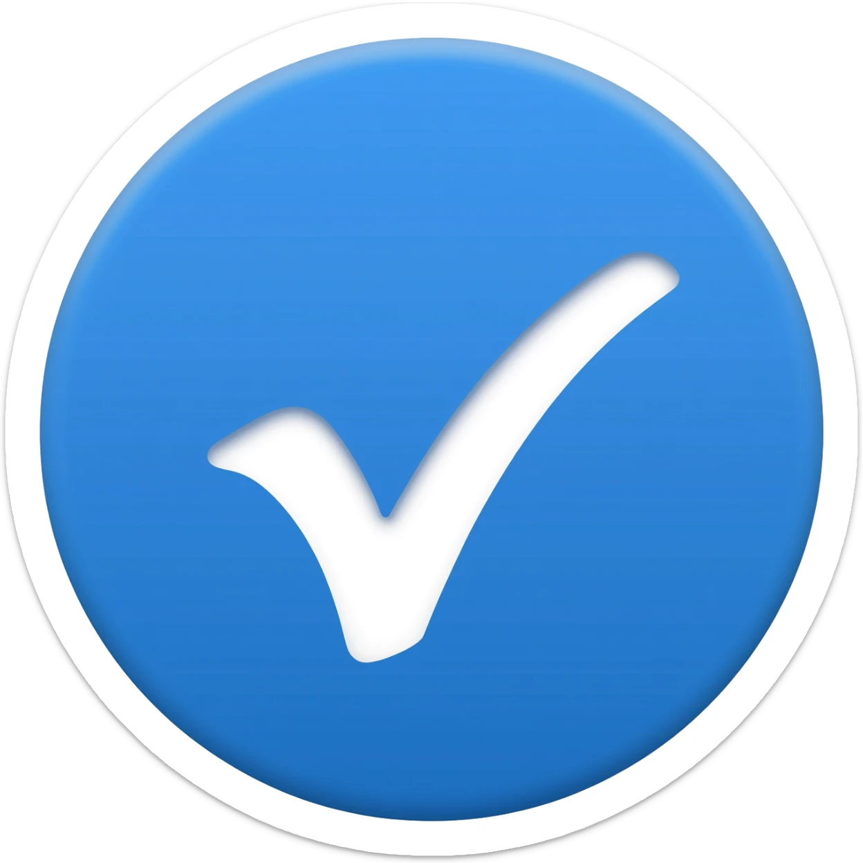 Quiero un un checpoin de buen  dentro de un círculo azul sticker