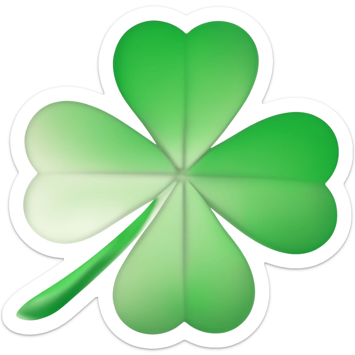 Clover emoji with white layering and hollow inside with 4 leafs sticker