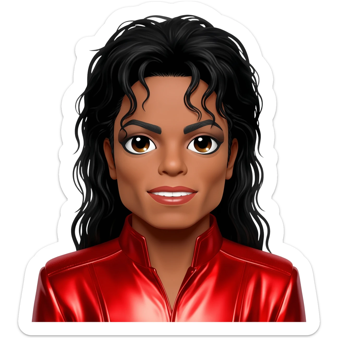 Michael Jackson with long black hair, red metallic outfit sticker