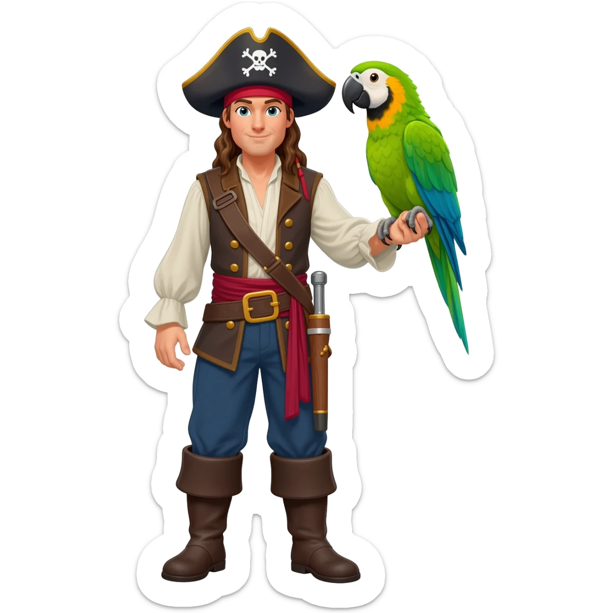 pirate and parrot sticker