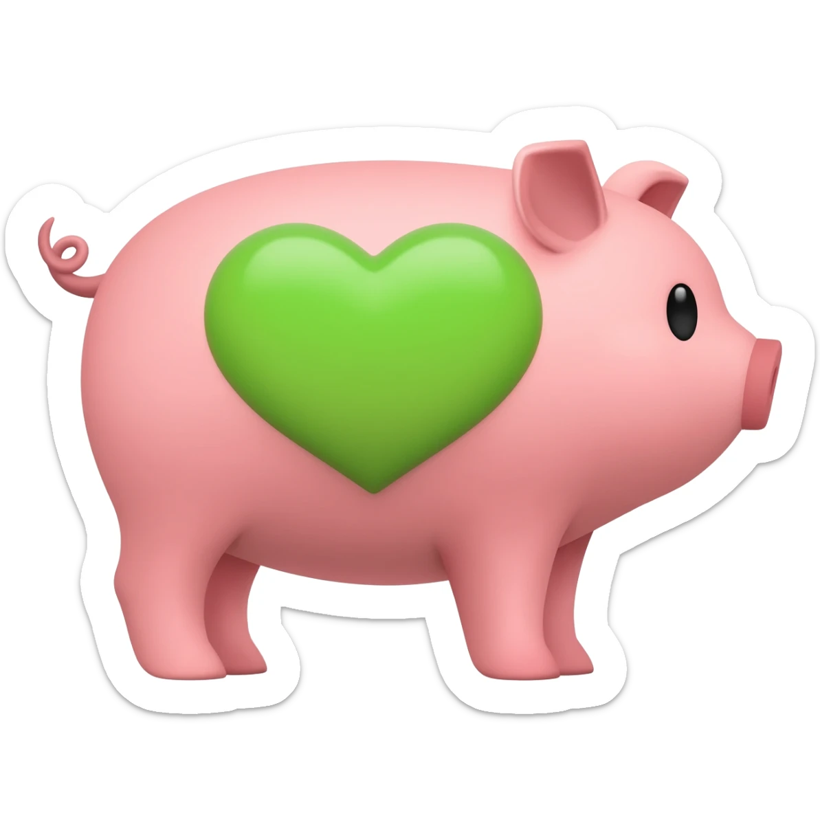 Pig with green heart sticker