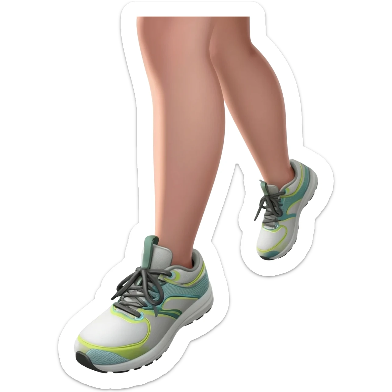 angle looking down at girl with fitness shoes walking / taking steps sticker