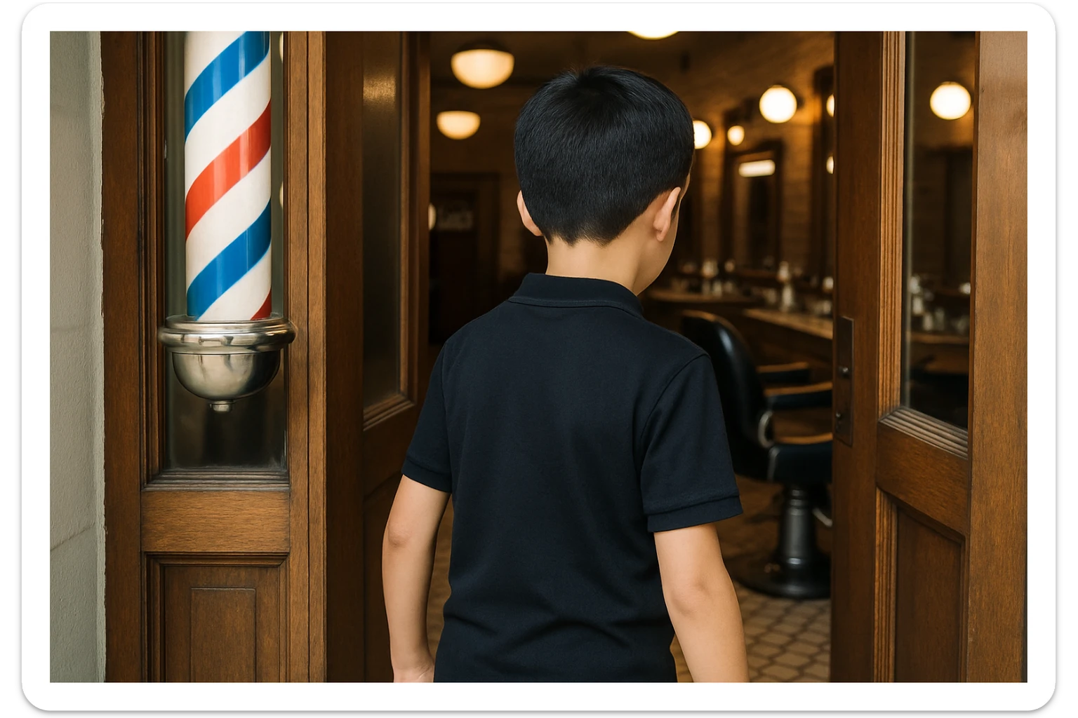 sartaroshxonaga kirib kelyotgan odam rakurs  ichkarigan hali o'smirin yoshda yuzi ko'rinmasin
 sticker