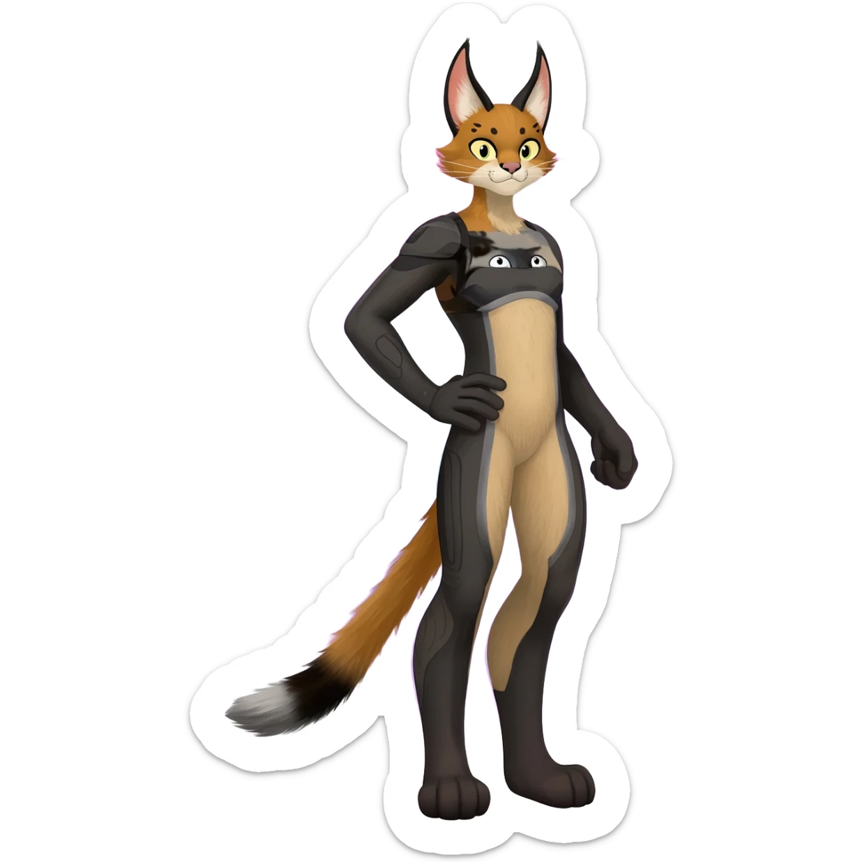 Colorful nebulae nebula starry galactical shiny tropical pale light fruity pastel white glorious iridescent divine exotic cute cool beautiful fantasy-caracal-civet-genet-sergal-vernid-Cacomistle-Trico-oncilla-animal-Fakémon-hybrid-fursona (full body) sticker