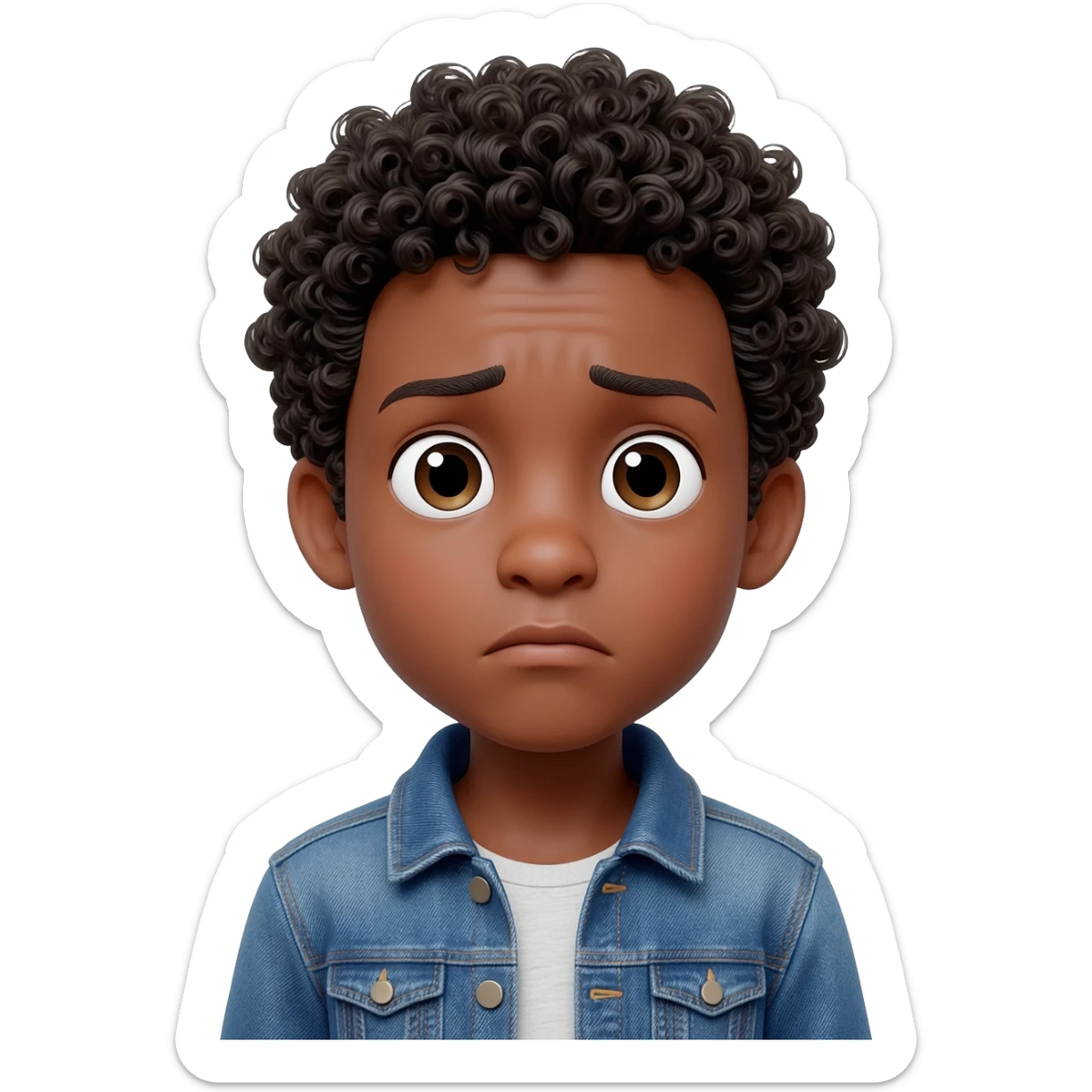 confused puzzled  questioning black boy curly hair sticker