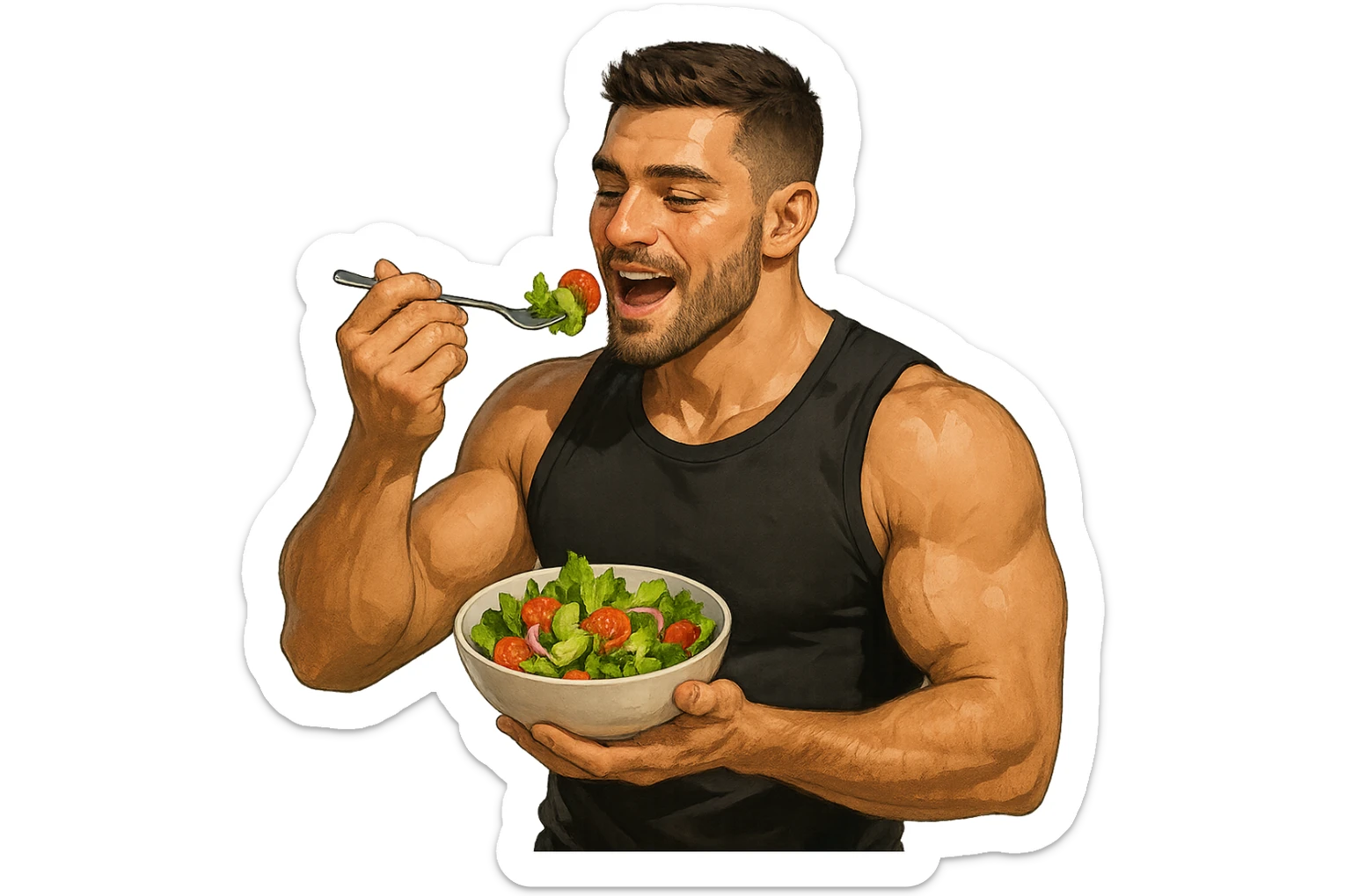 UOMO FITNESS CHE MANGIA INSALATA sticker