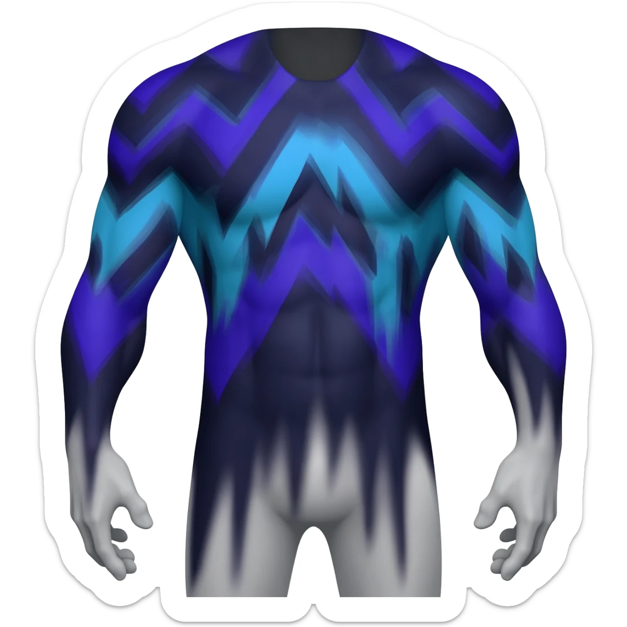 zig-zag-patterned striking indigo-violet-blue-cyan-gradiented with dark undertones, white underside, thunderous stormy edgy badass realistic Vernid-Sergal-Genet-Trico-species by LiLaiRa, full body sticker