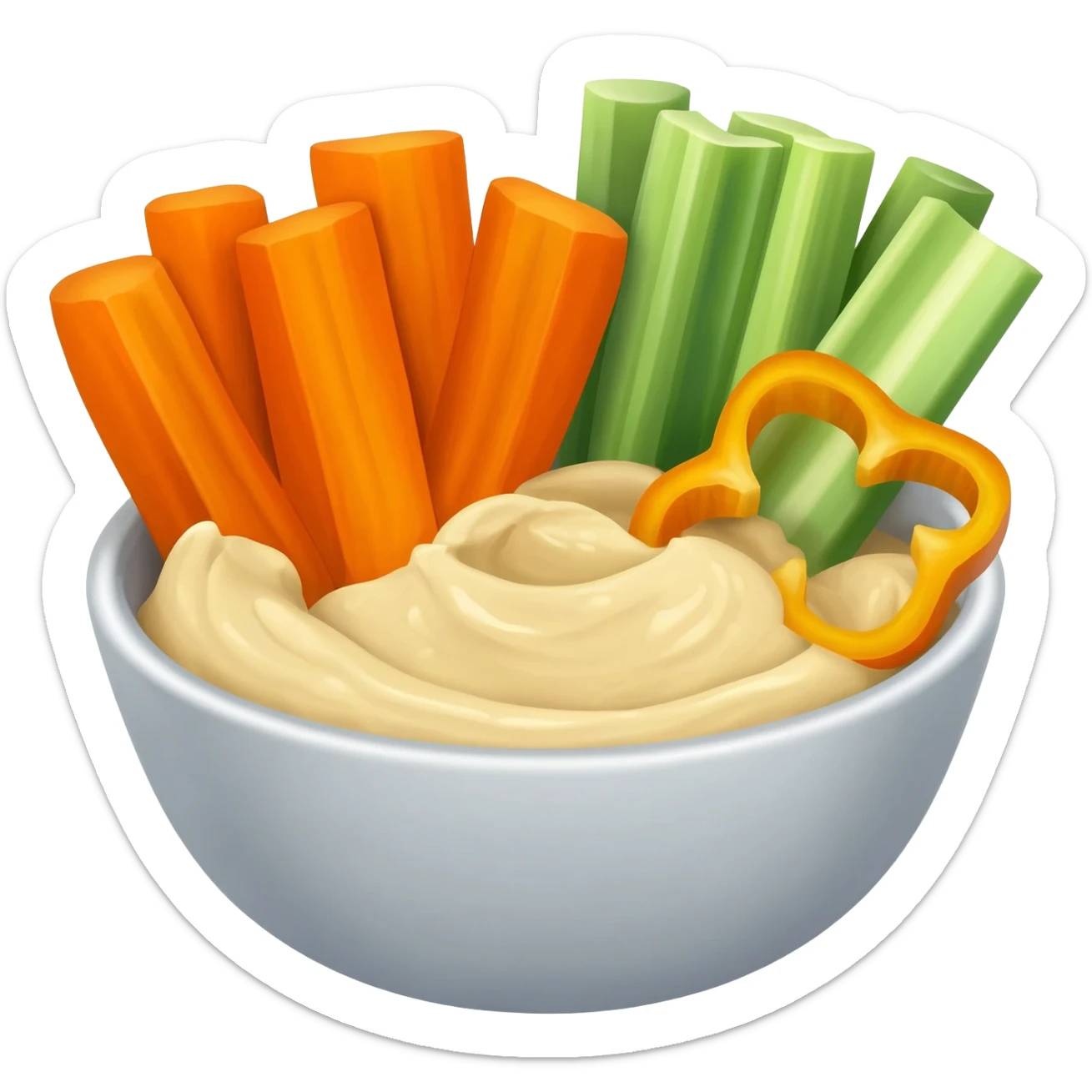 Hummus and carrot, celery and capsicum sticker