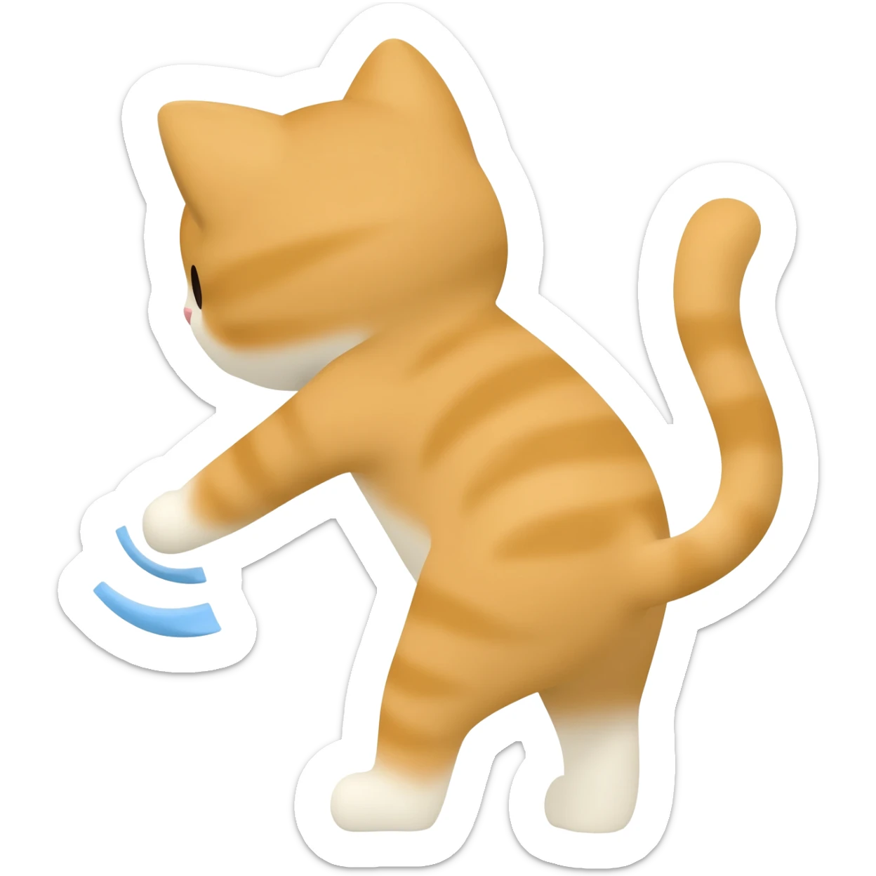 cute kitty slapping his butt with a fan sticker