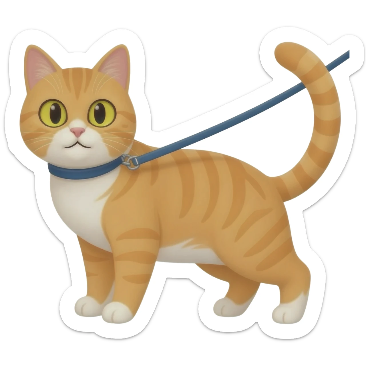 a cat wearing a leash sticker