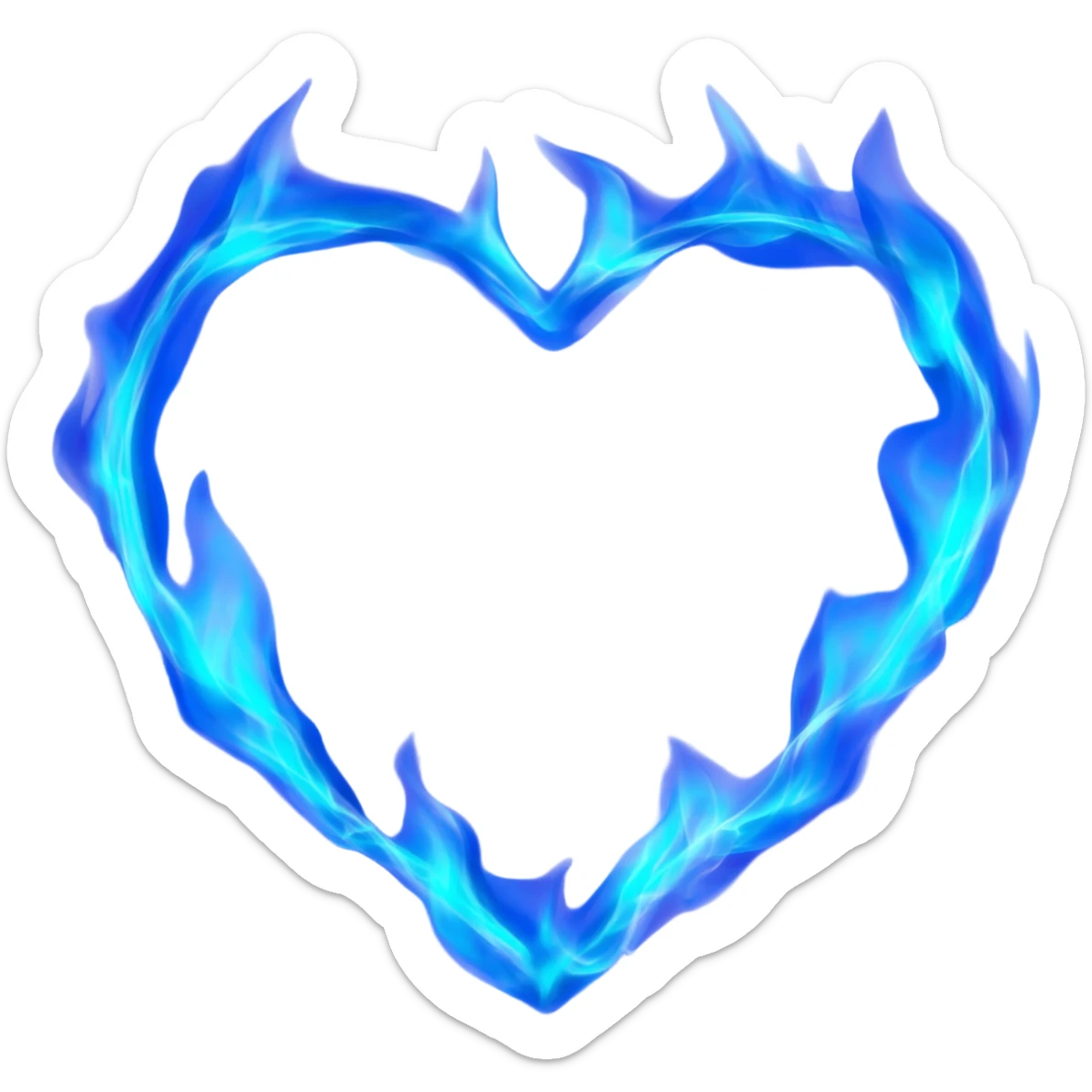Flaming heart with blue color and smoke sticker