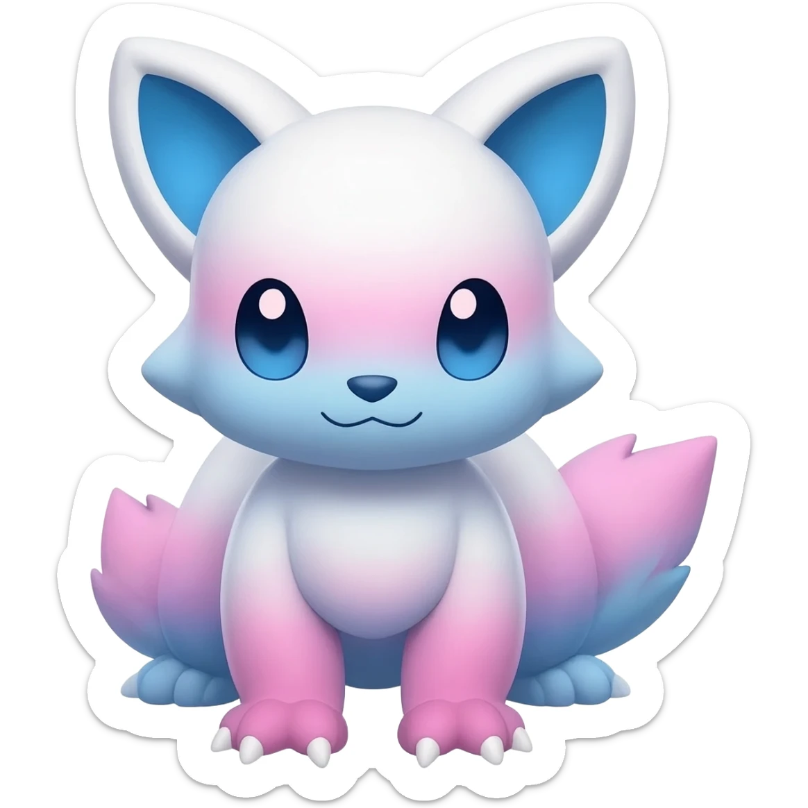 Cute cool edgy kawaii pink-white-blue-gradient fakemon-creature sticker