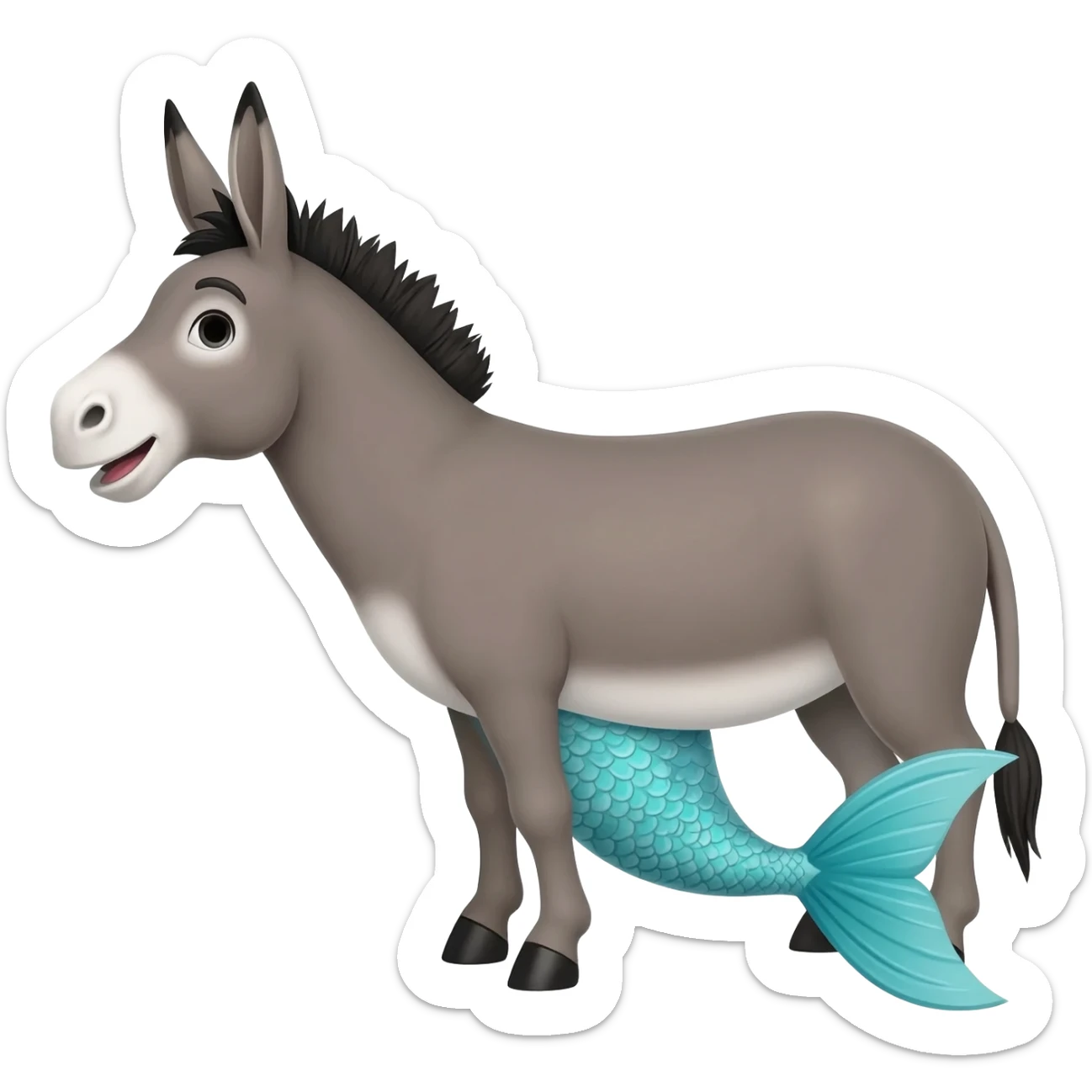 A donkey with a mermaid tail instead of legs sticker