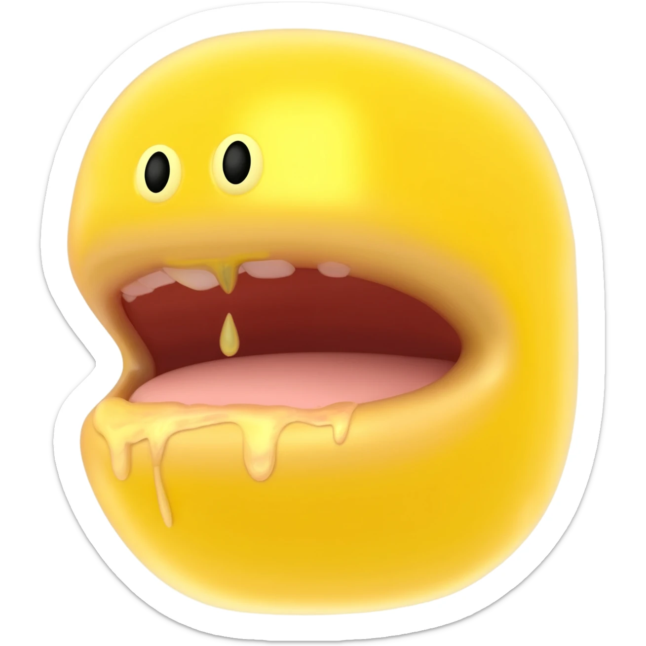 giant, open drooling mouth, mostly mouth yellow emoji, tiny eyes sticker