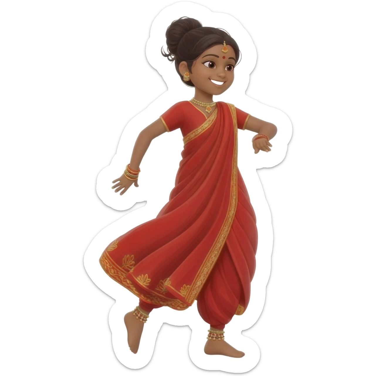 A beautiful brown Indian girl dancing in ghunghroo in which ghunghroo is visible sticker