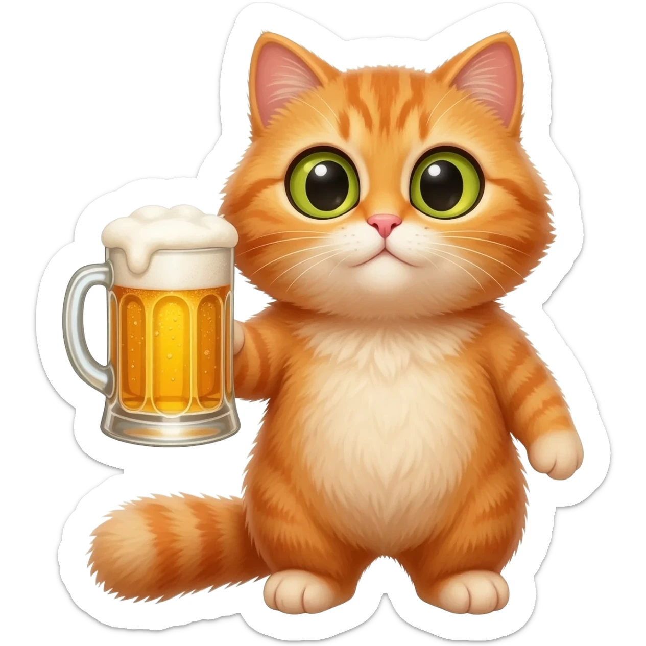 cat holding a beer sticker