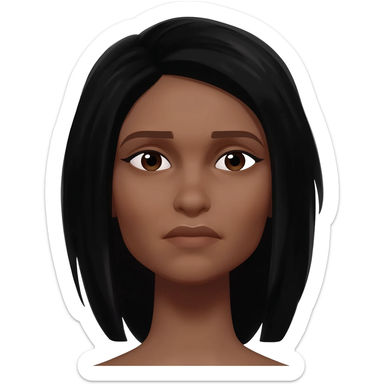 Gonemili Grace cheveux noir foncé sans sourie sticker