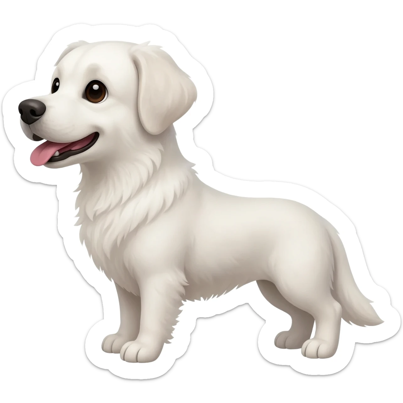 white dog looks contentedly to the left sticker