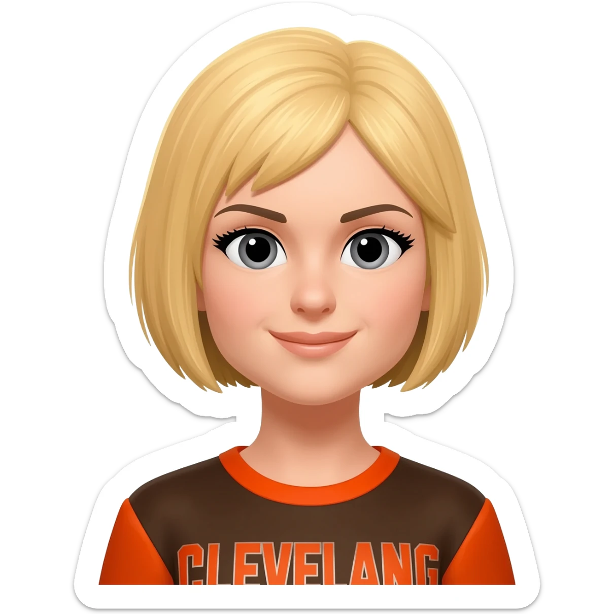 Female Browns fan with short blonde hair sticker