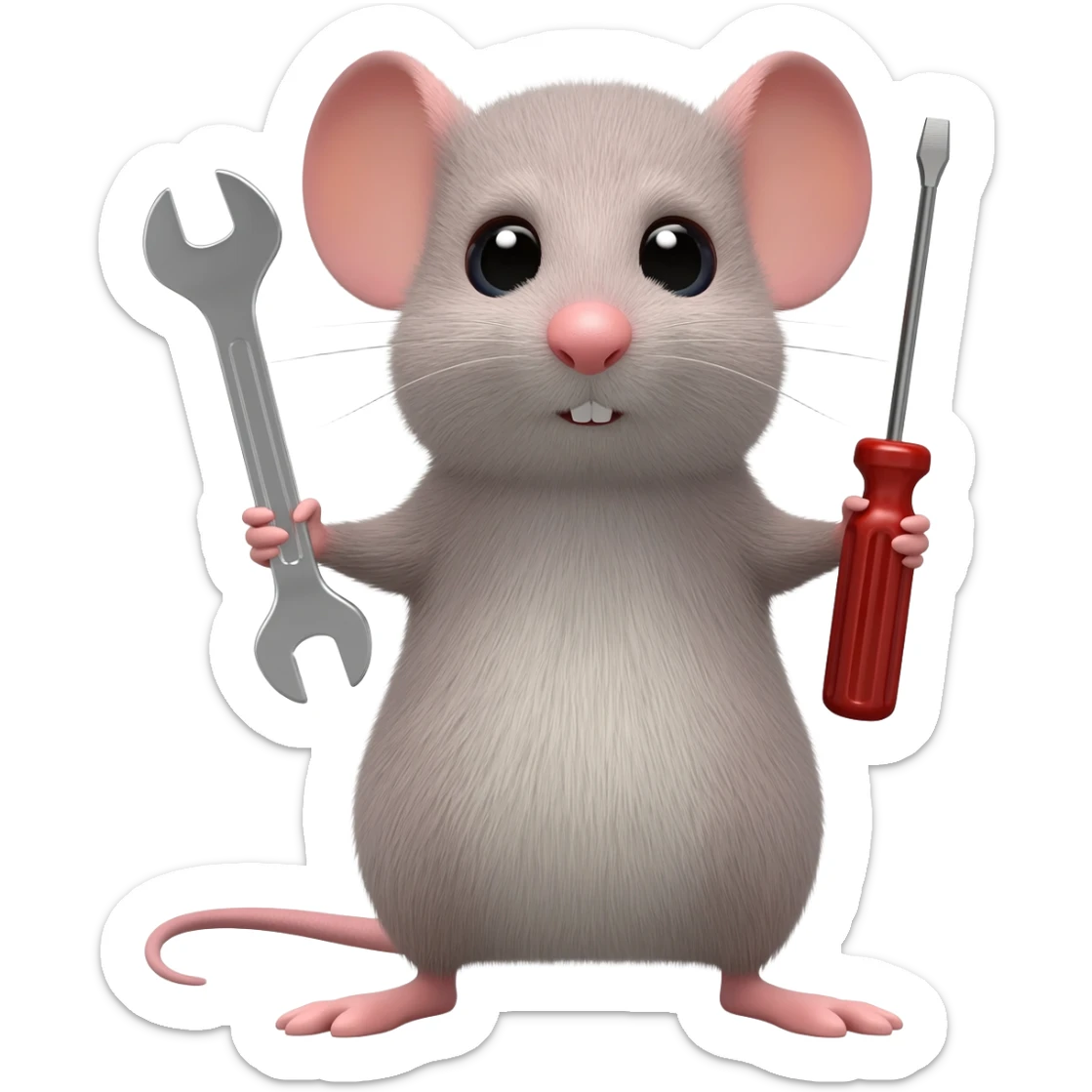 tools in the hands of a mouse sticker