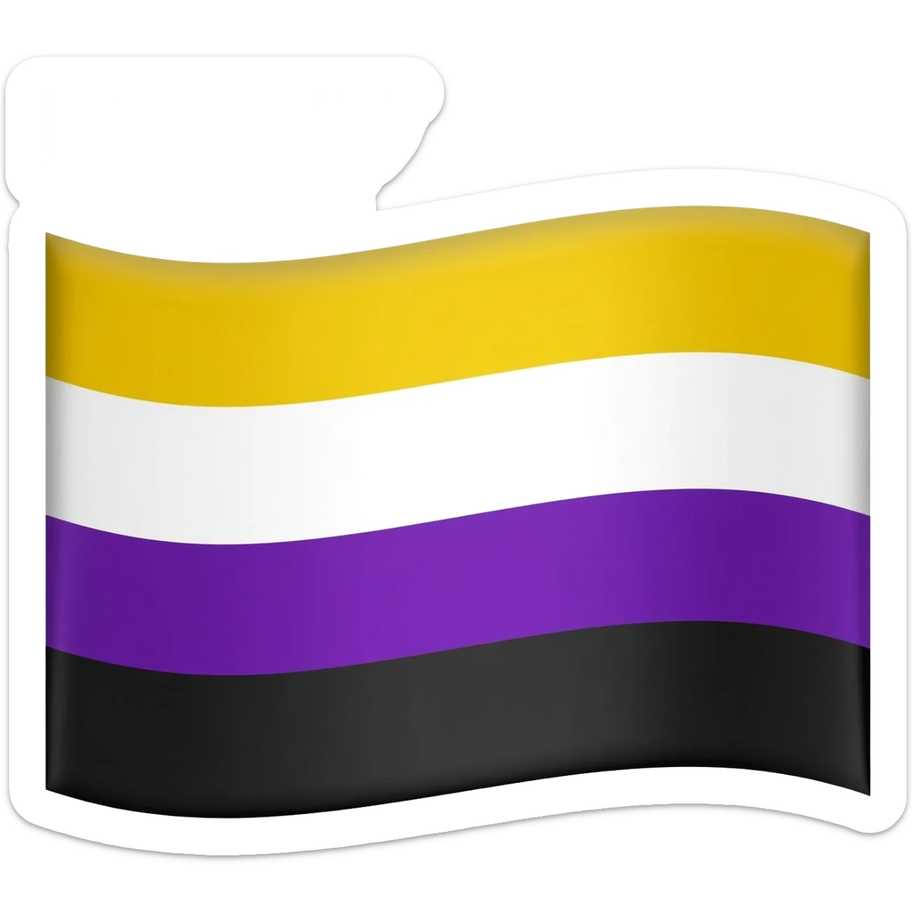 Flag with black on the bottom then purple then white then yellow In equal sized horizontal stripes sticker