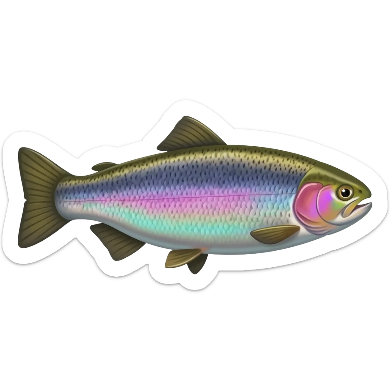 realistic rainbow trout fish bright purple blue green yellow white sticker
