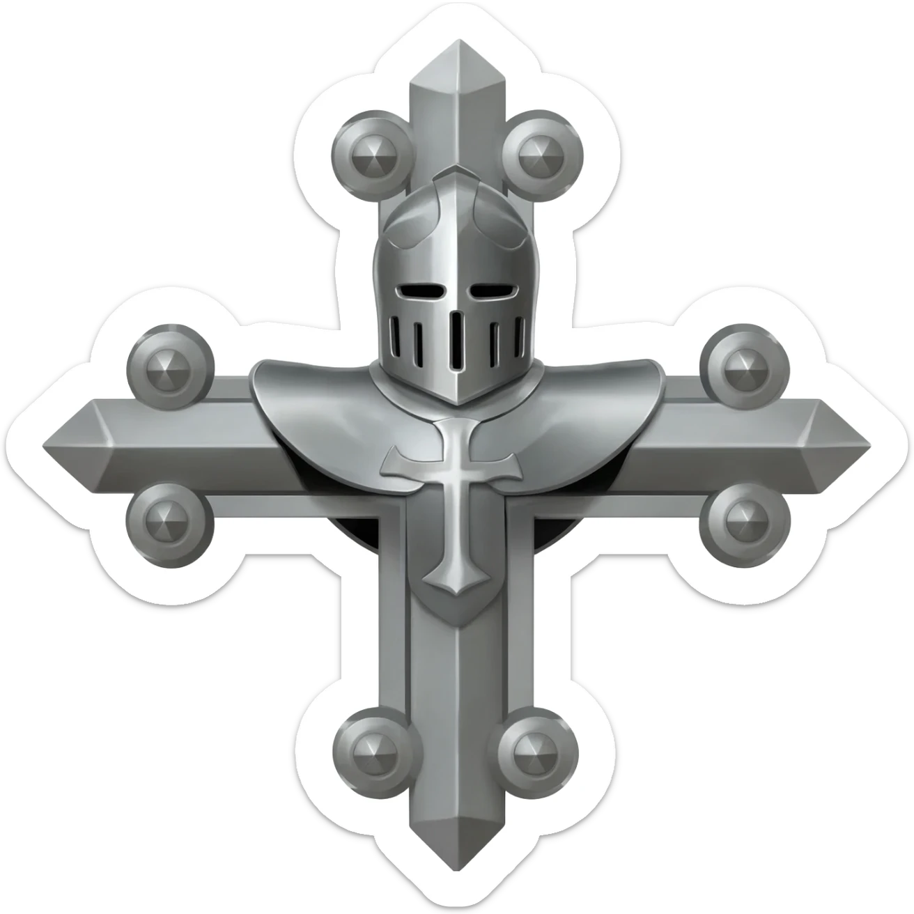 Silver knight templar cross sticker