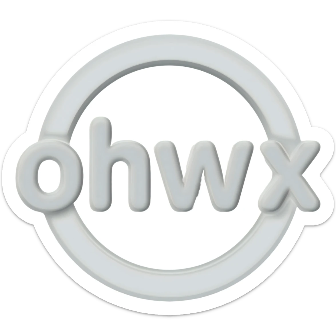 White p logo with gray outline sticker