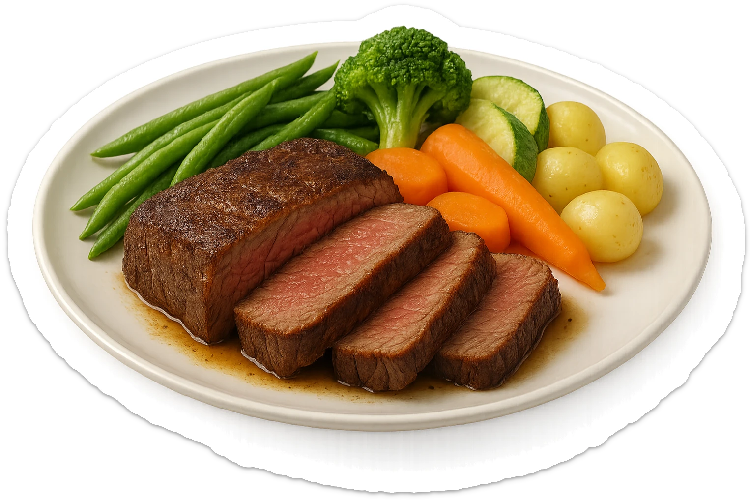 Manzo con verdure su un piatto sticker