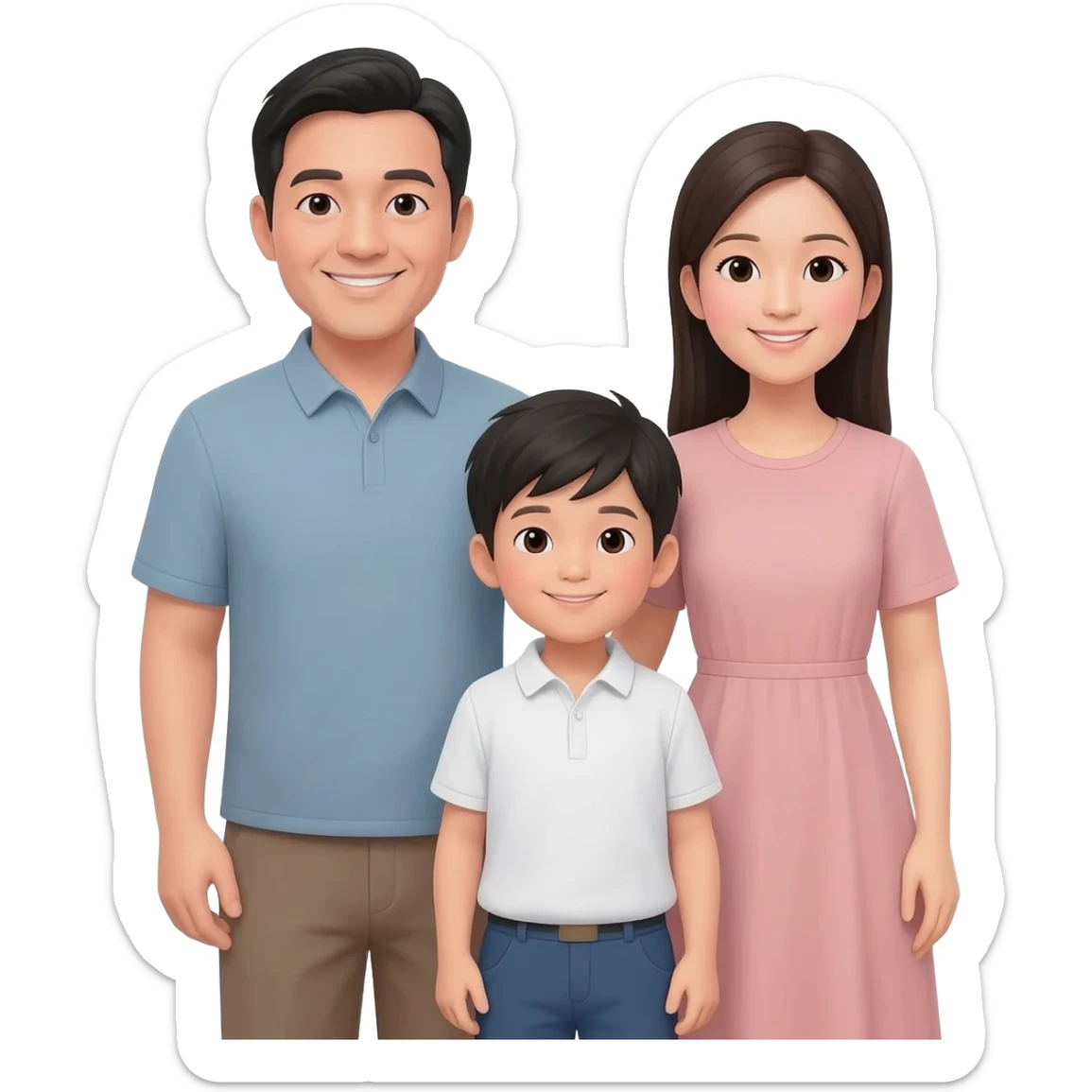 Asian family, one father and mother, older sister and younger brother. sticker