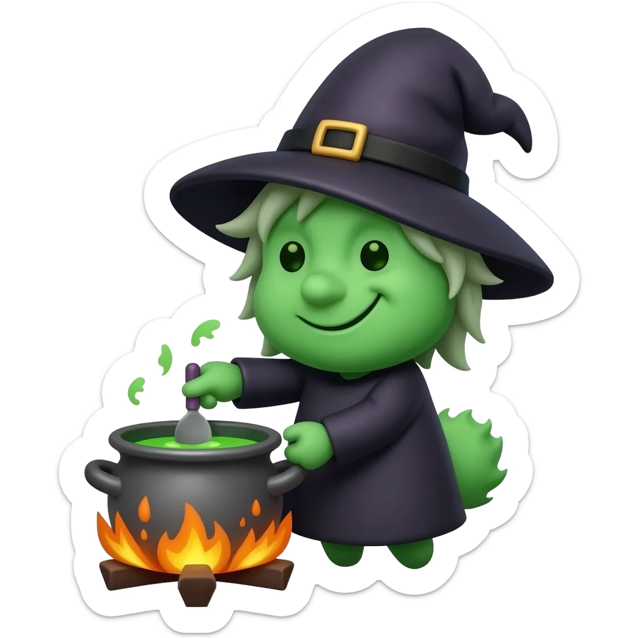 green witch cooking potion sticker