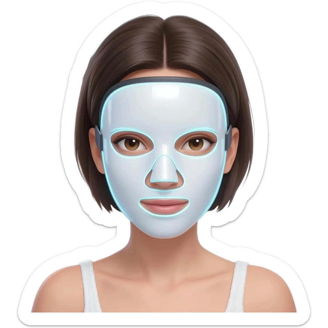 face mask self care brunette female, LED FACE MASK currentbody sticker