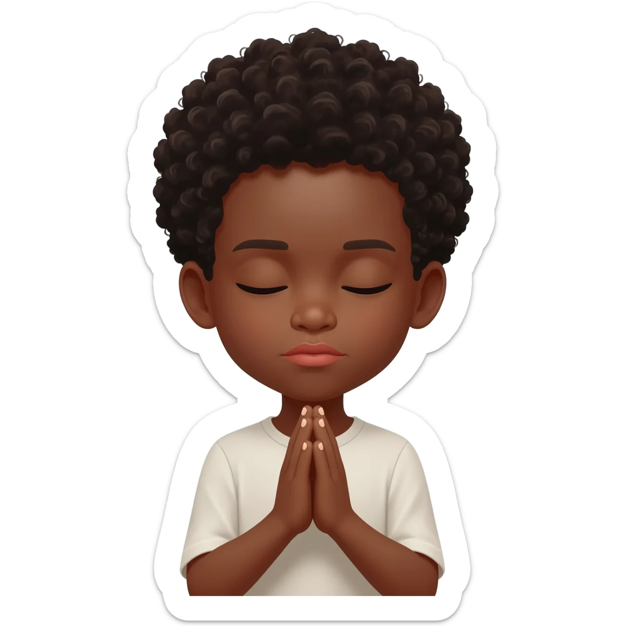 amen praying hands eyes closed black boy curly hair sticker