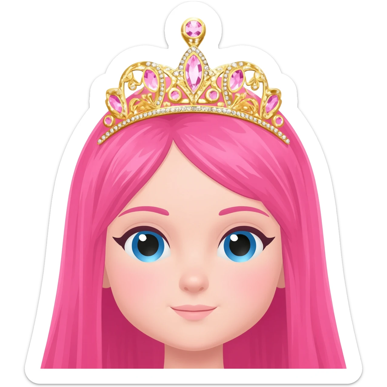 girl with princess pink/gold crown and blue eyes sticker