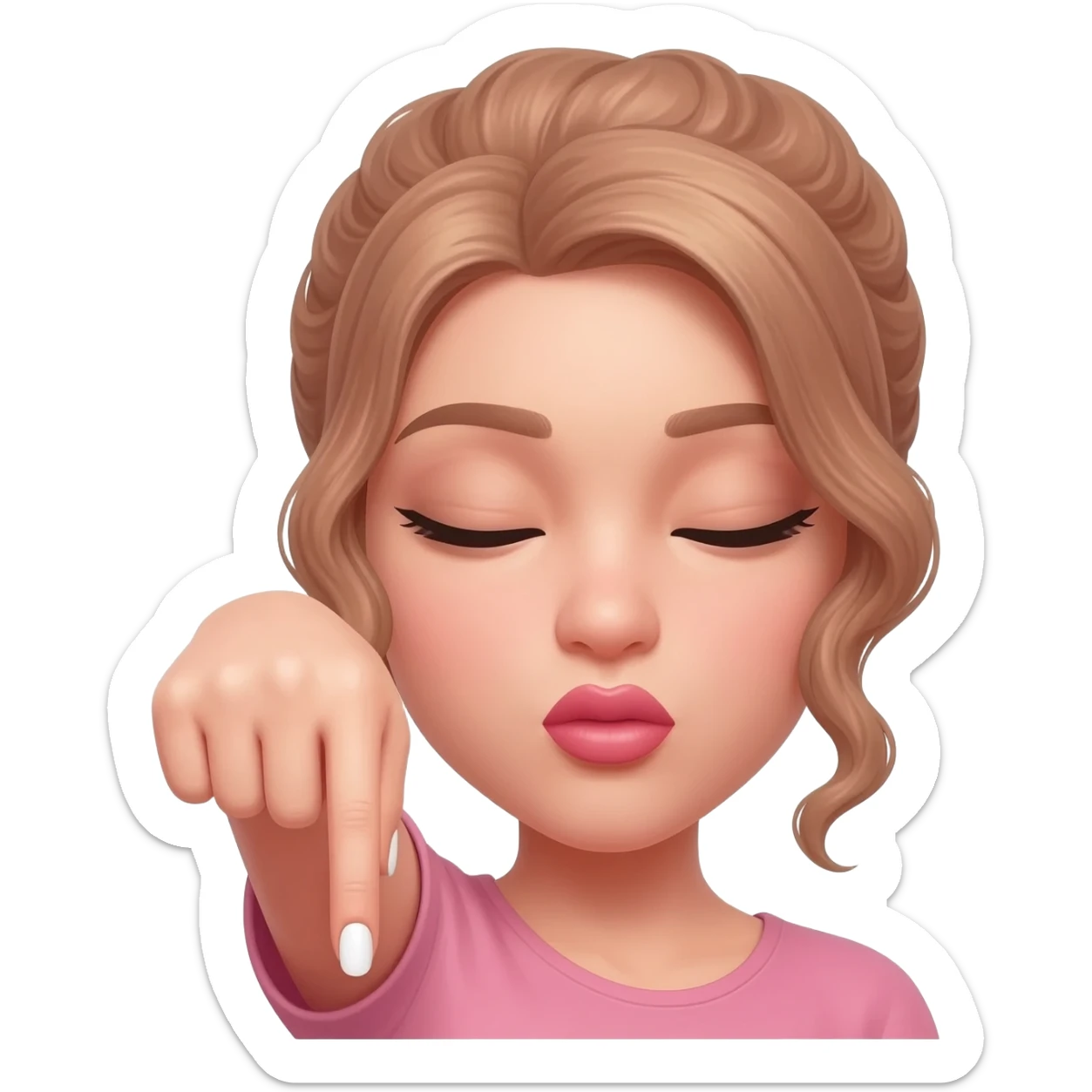 GIRL SHOWING NAILS DOWNWARDS WITH BIG LIPS sticker
