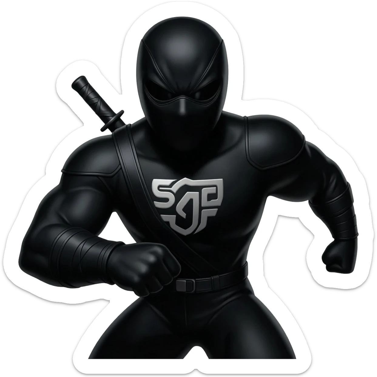 Black Ninja emoji with SGF written on it sticker