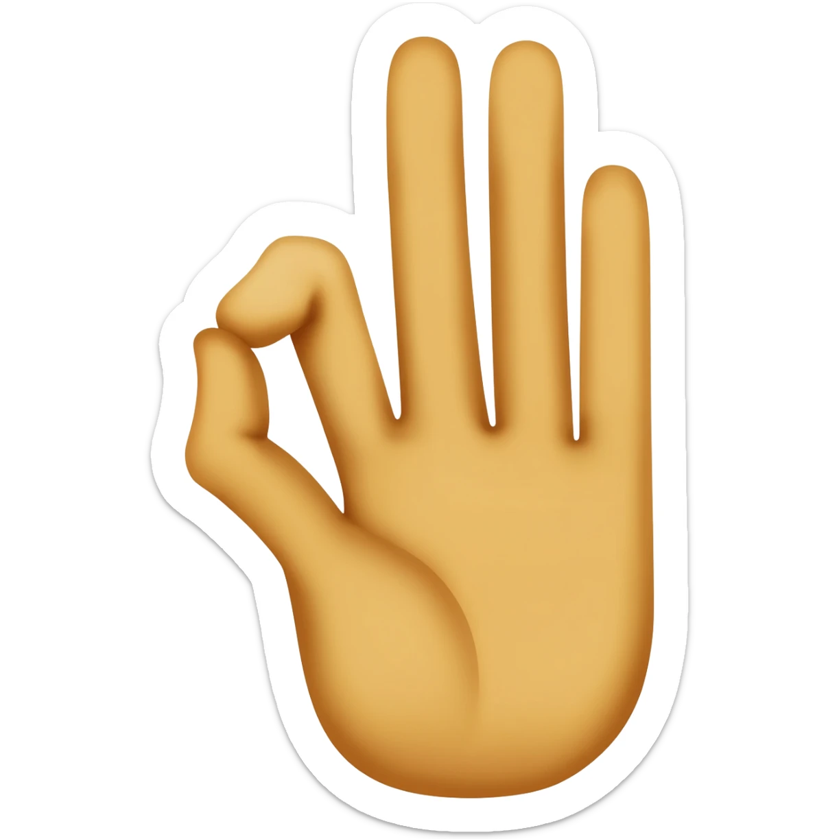 Emoji-style yellow hand making the Turkish fig sign: thumb between index and middle finger, other fingers curled, palm forward, simple emoji design, white background. sticker