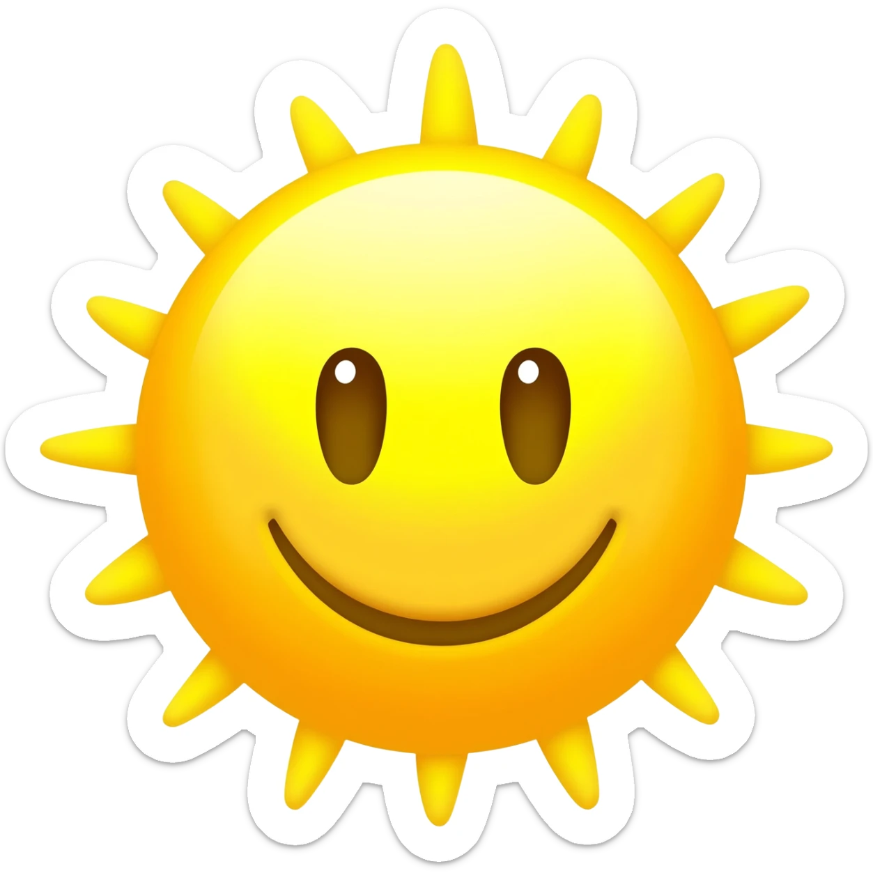 round yellow face with tiny sun rays sticking out, looking happy and glowing. sticker