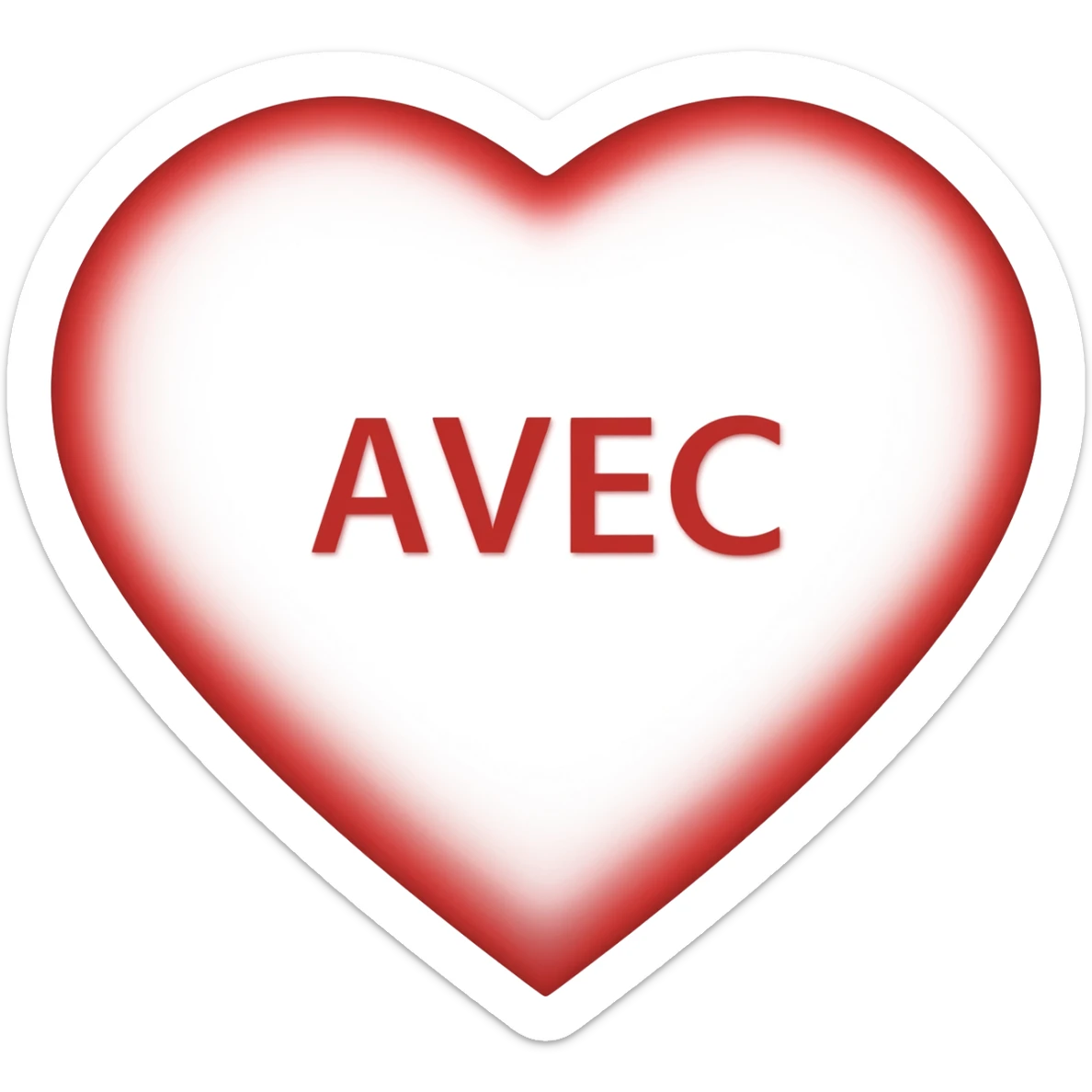 heart with red outline inside heart no color only text  AVEC sticker