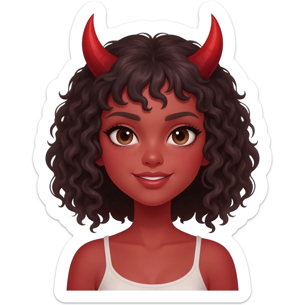 Devil girl with curly hair sticker
