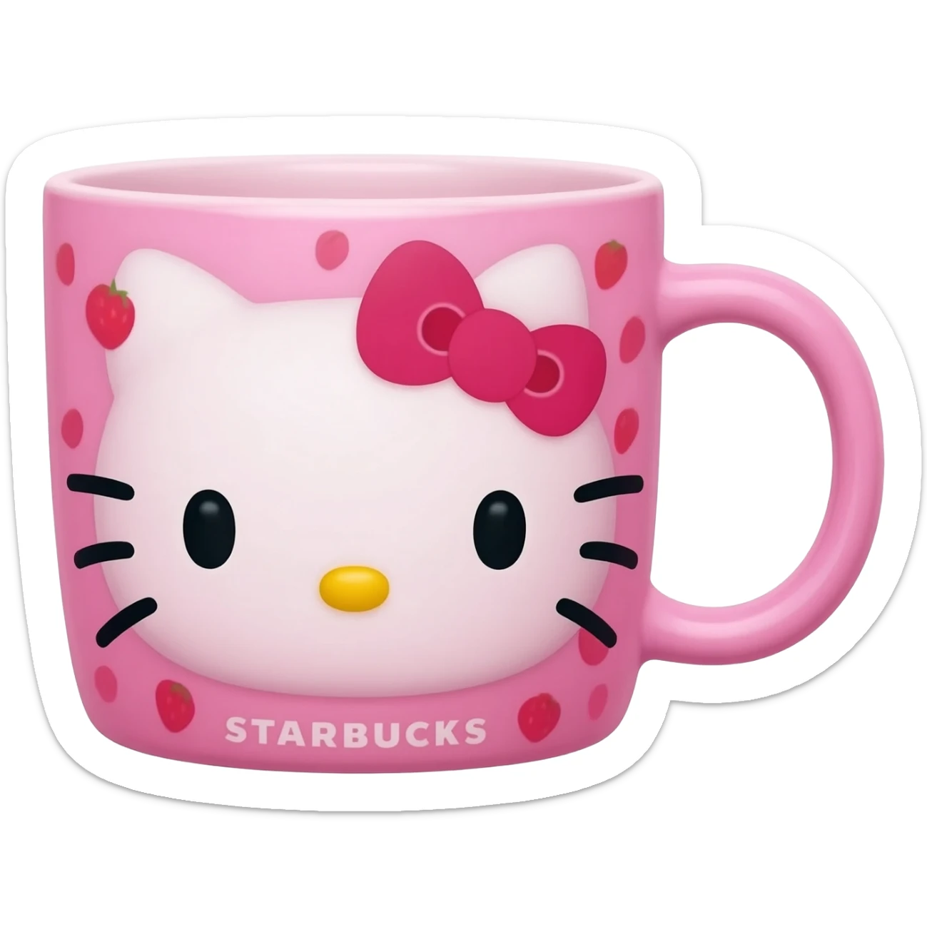 Pink cute strawberry hello kitty Starbucks sticker