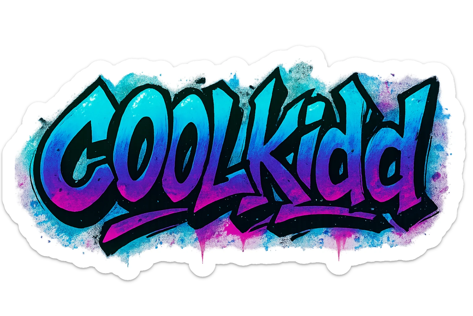 the word 'c00lkidd' with a graffiti or street art look, bold and edgy lettering sticker