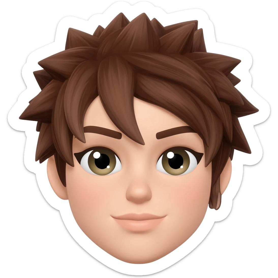 Female short brown spikes hair sticker
