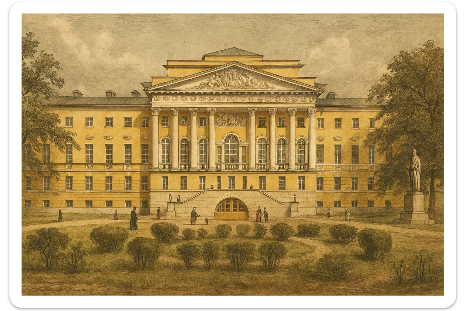 Казаковский корпус Московского Университета в 19 веке - рисованный стиль sticker