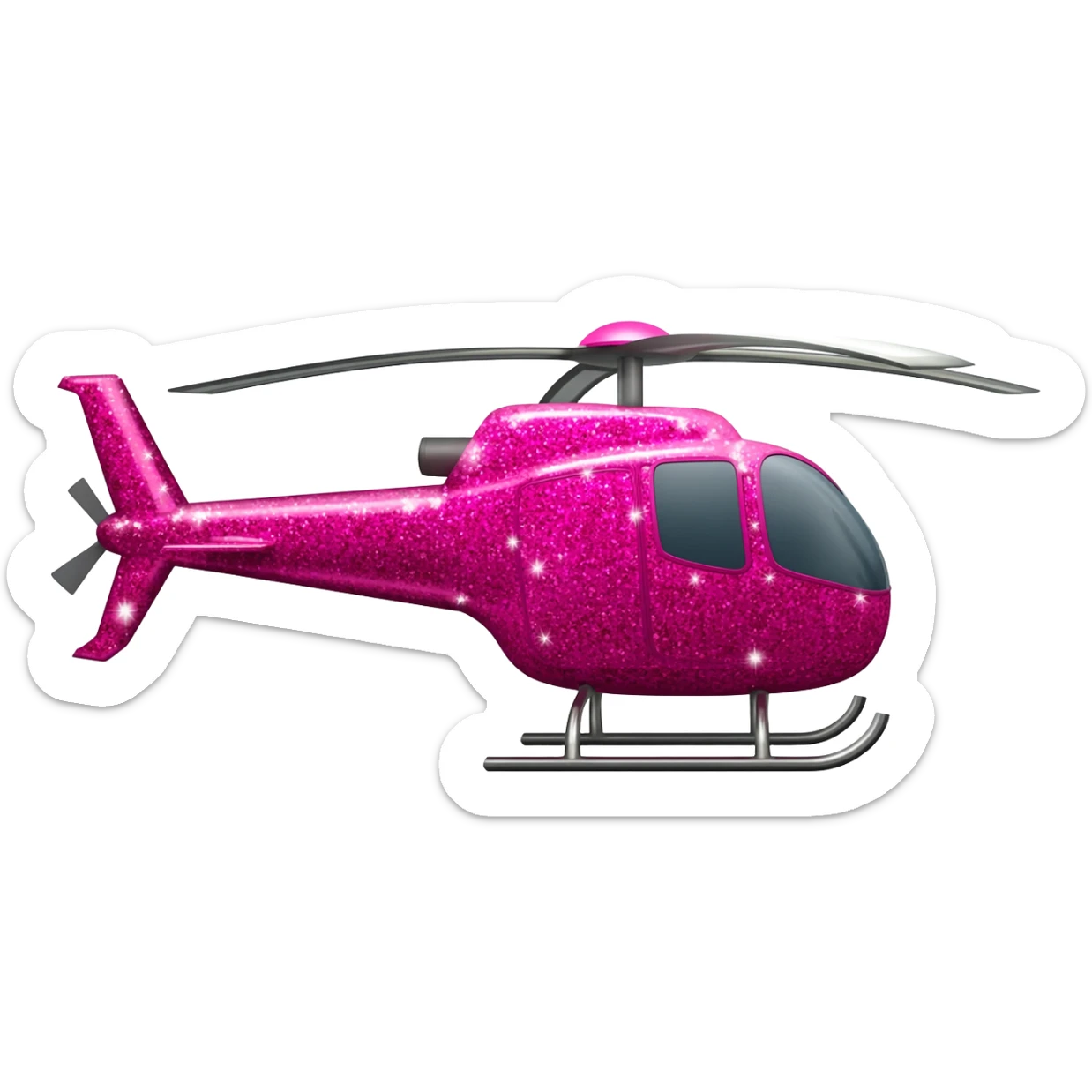 Pink helicopter with glitter sticker