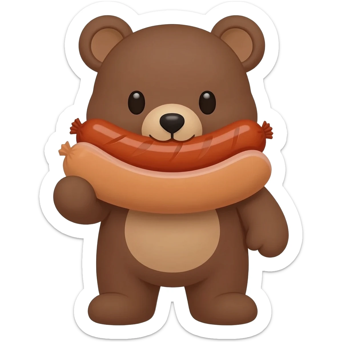 Cute Bear with sausage in his mouthe sticker