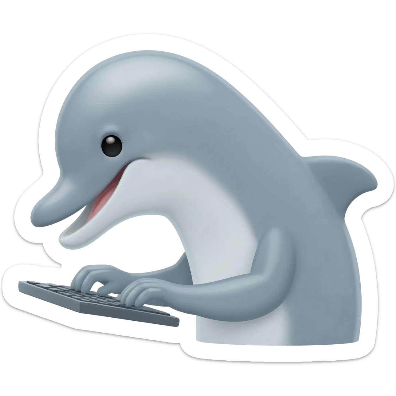 Dolphin typing at computer sticker