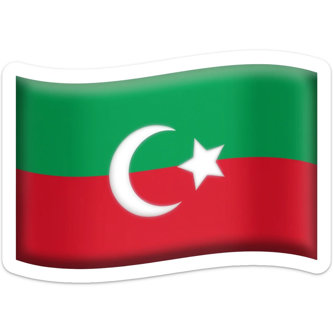 Flags with horizontal top half green bottom half red with a crescent and star in the middle sticker