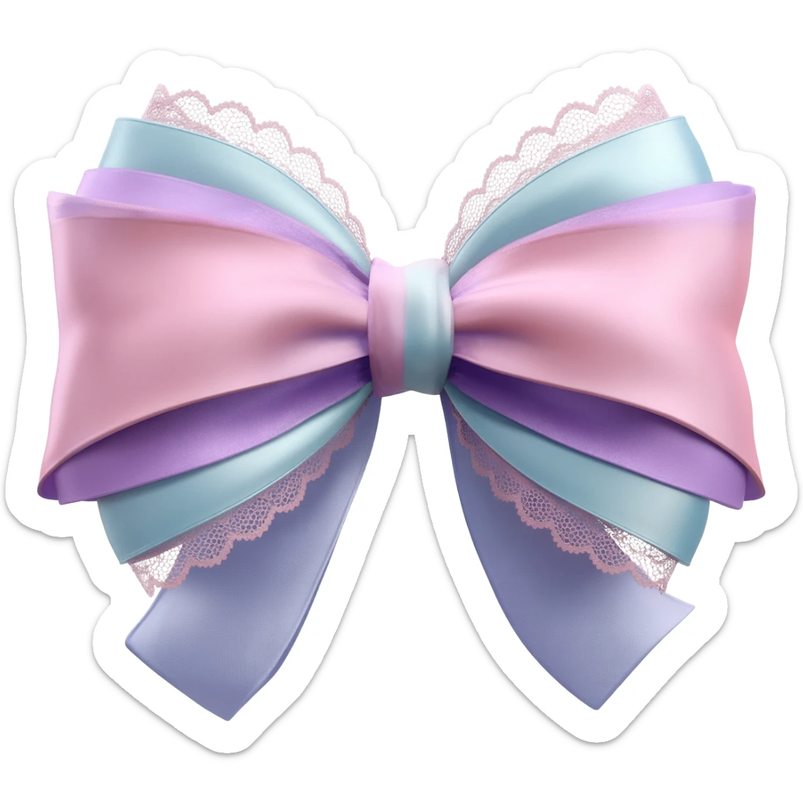 Balletcore aesthetic style isolated 3d rendering large bow, transparent background. Must be extremely detailed, a some style that matches Balletcore aesthetic using girly colors and feel,   appearing as though its real fabric of different kinds, 16 hd, 600 dpi, 5000x4000 (seed:::844885028) sticker